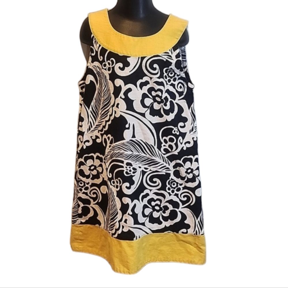 Gymboree Yellow, Black, and White Mod Sleeveless Paisley Dress Size 8